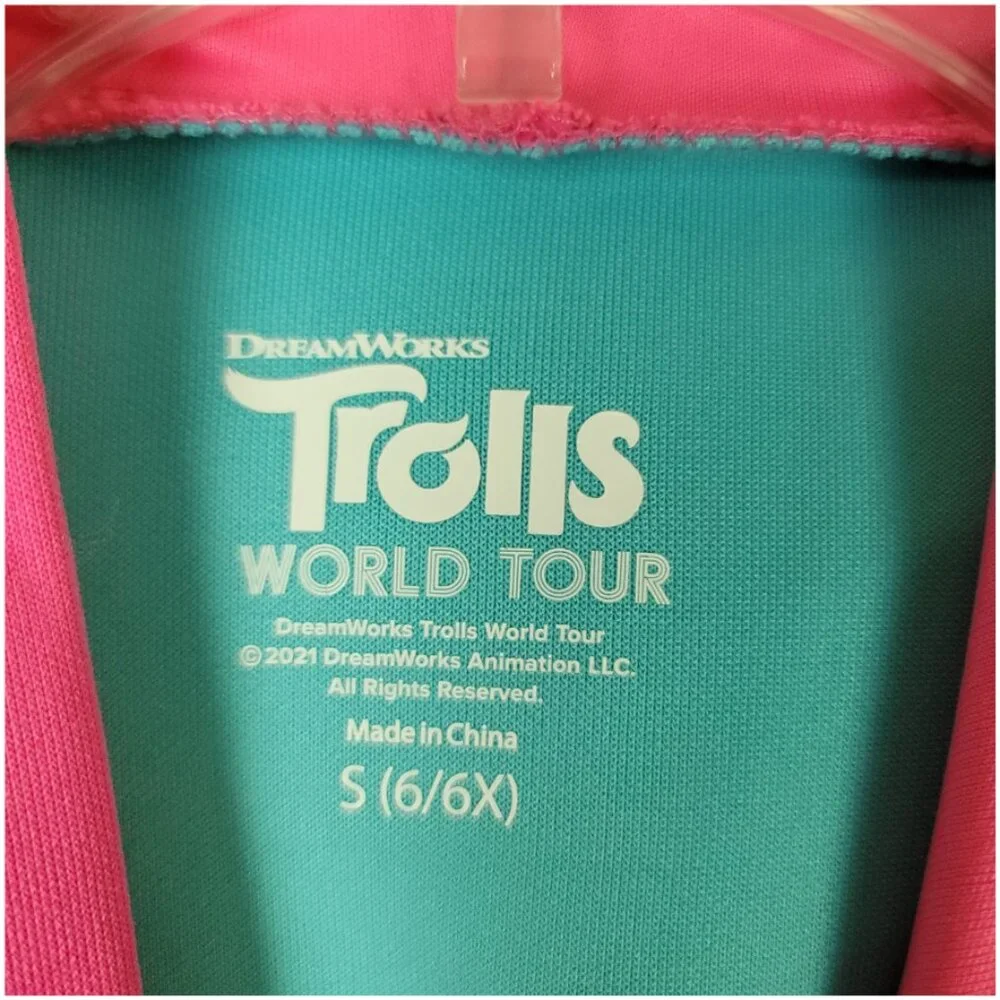Dreamworks Trolls World Tour Girls Costume Dress Hooded Tulle Ruffle Sz Small